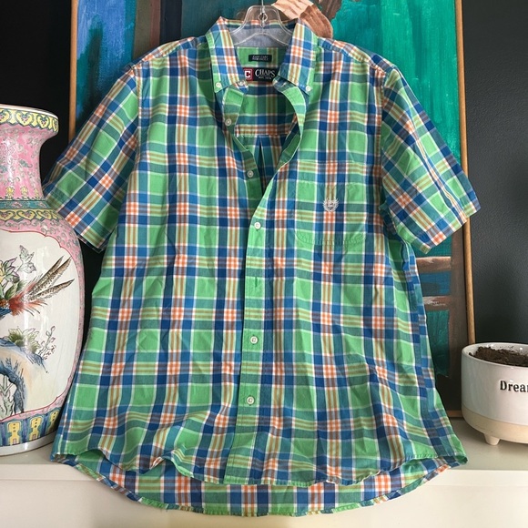 Chaps Multicolor Plaid Button-Down Shirt M - Picture 6 of 16